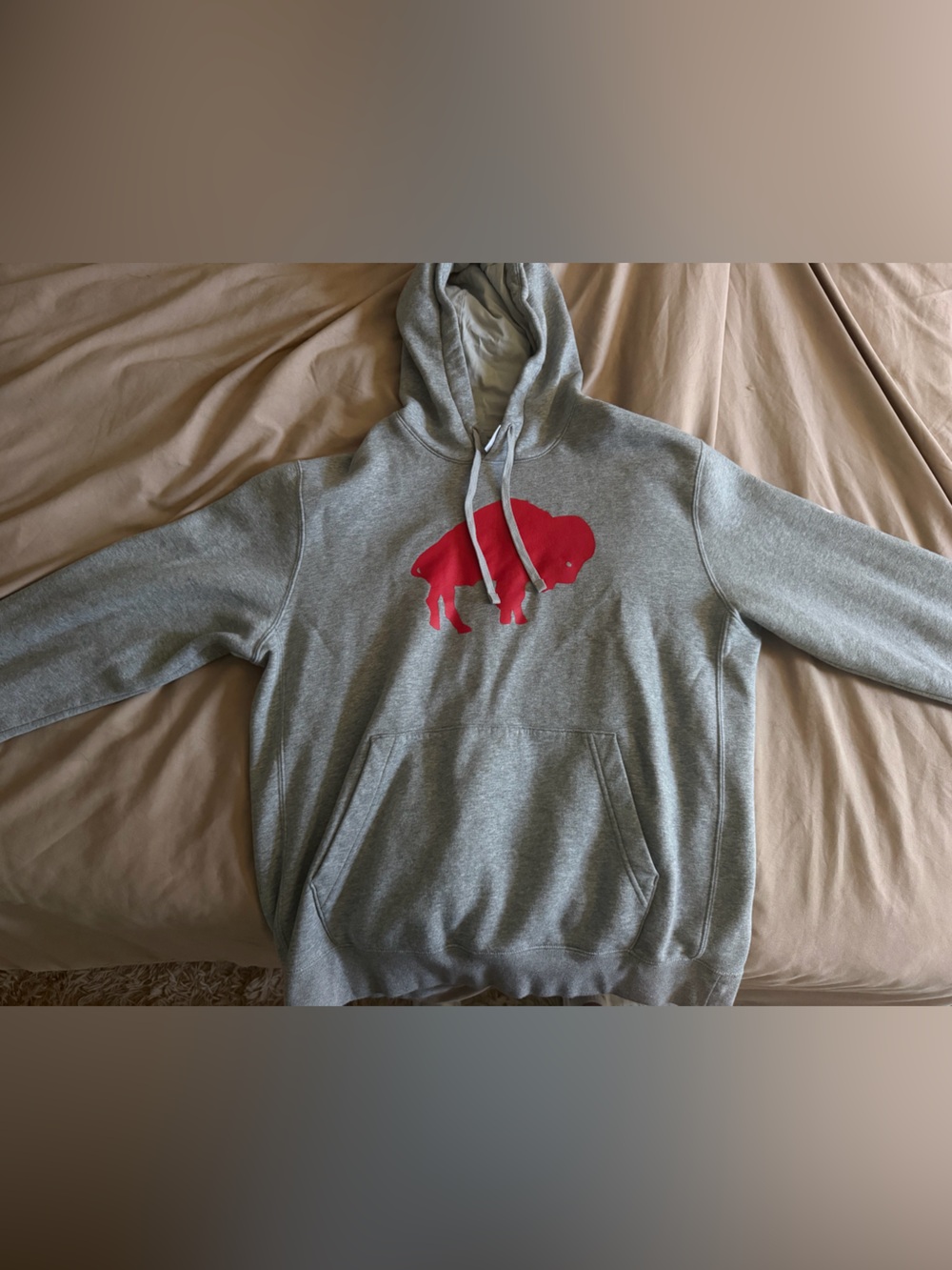 Gray Men's Nike Hoodie with Red Buffalo Graphic